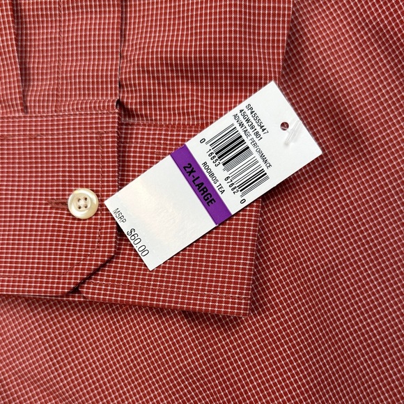 NWT Izod Men's Rust Casual Button-Down Shirt Advantage Performance Wrinkle Free - Picture 4 of 8
